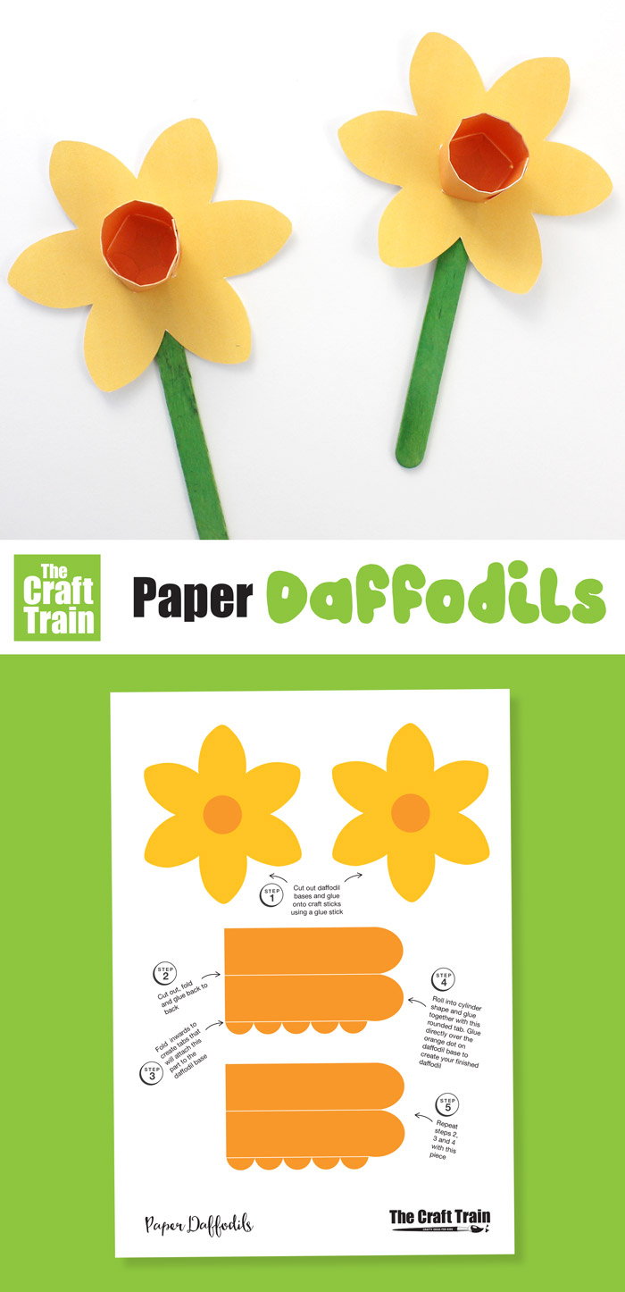 Printable Paper Daffodil Craft - The Craft Train - Printable Pictures Of Daffodils