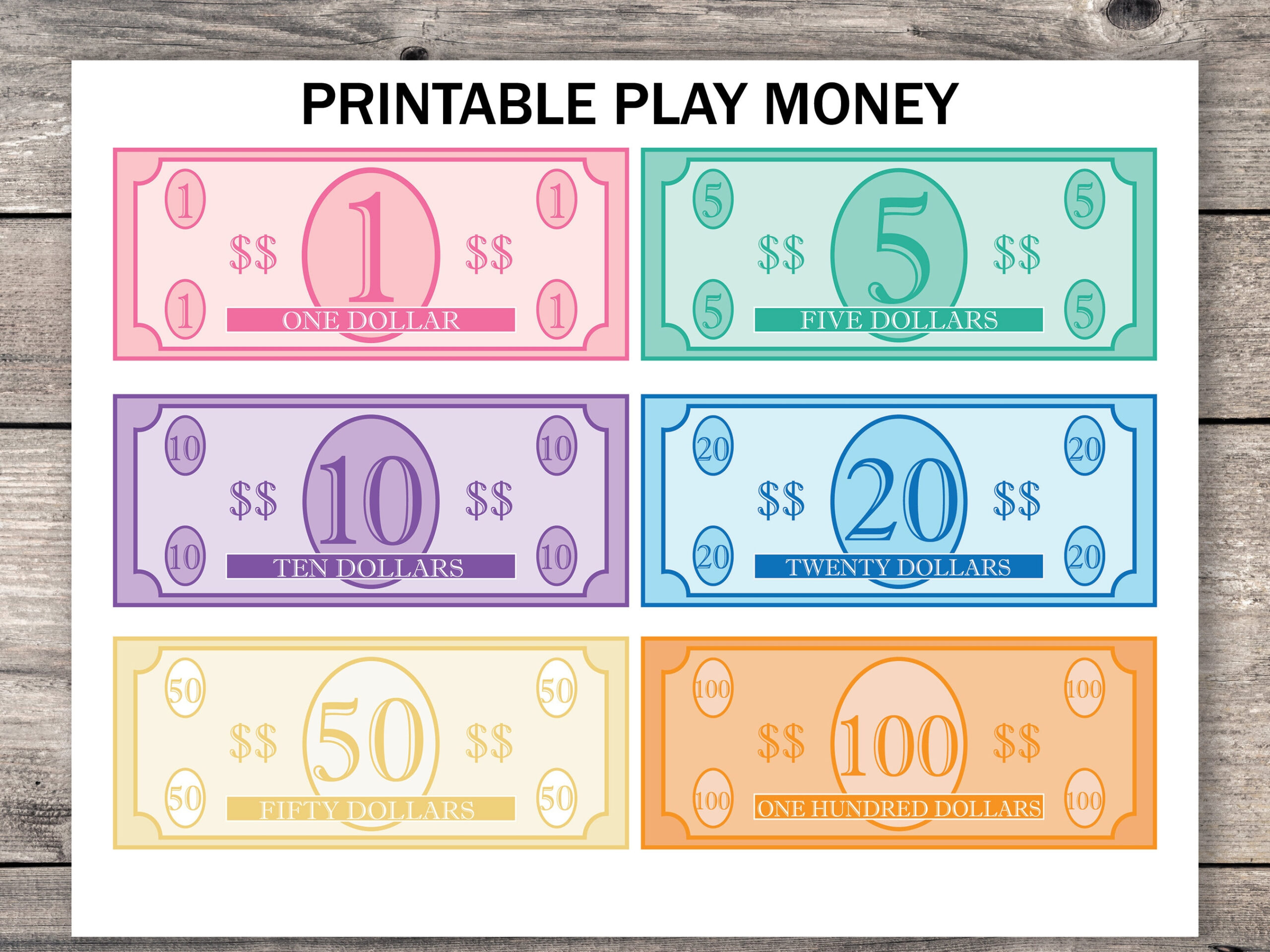 Printable Play Money, Pretend Play Money, Play Food Money, Learning Money, Pretend Cash - Free Printable Paper Money
