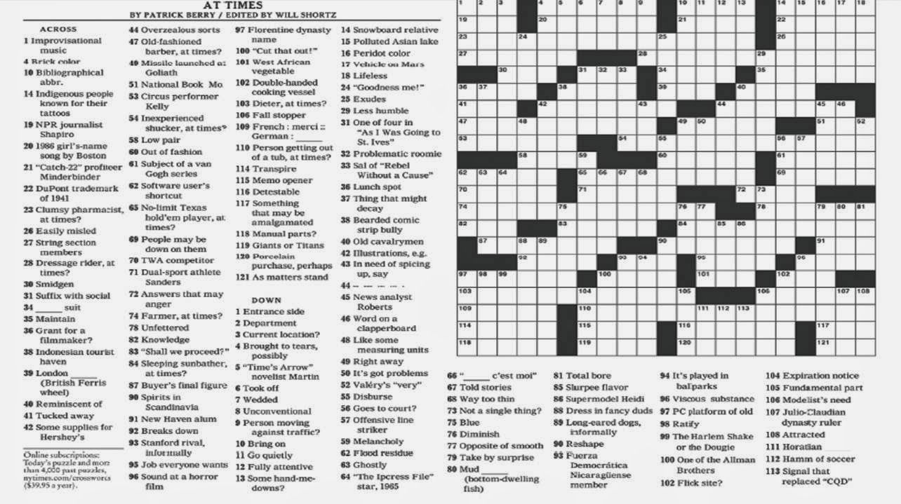 Printable Sunday Crossword Puzzles New York Times | Printable - Free Printable Nyt Crossword Puzzles
