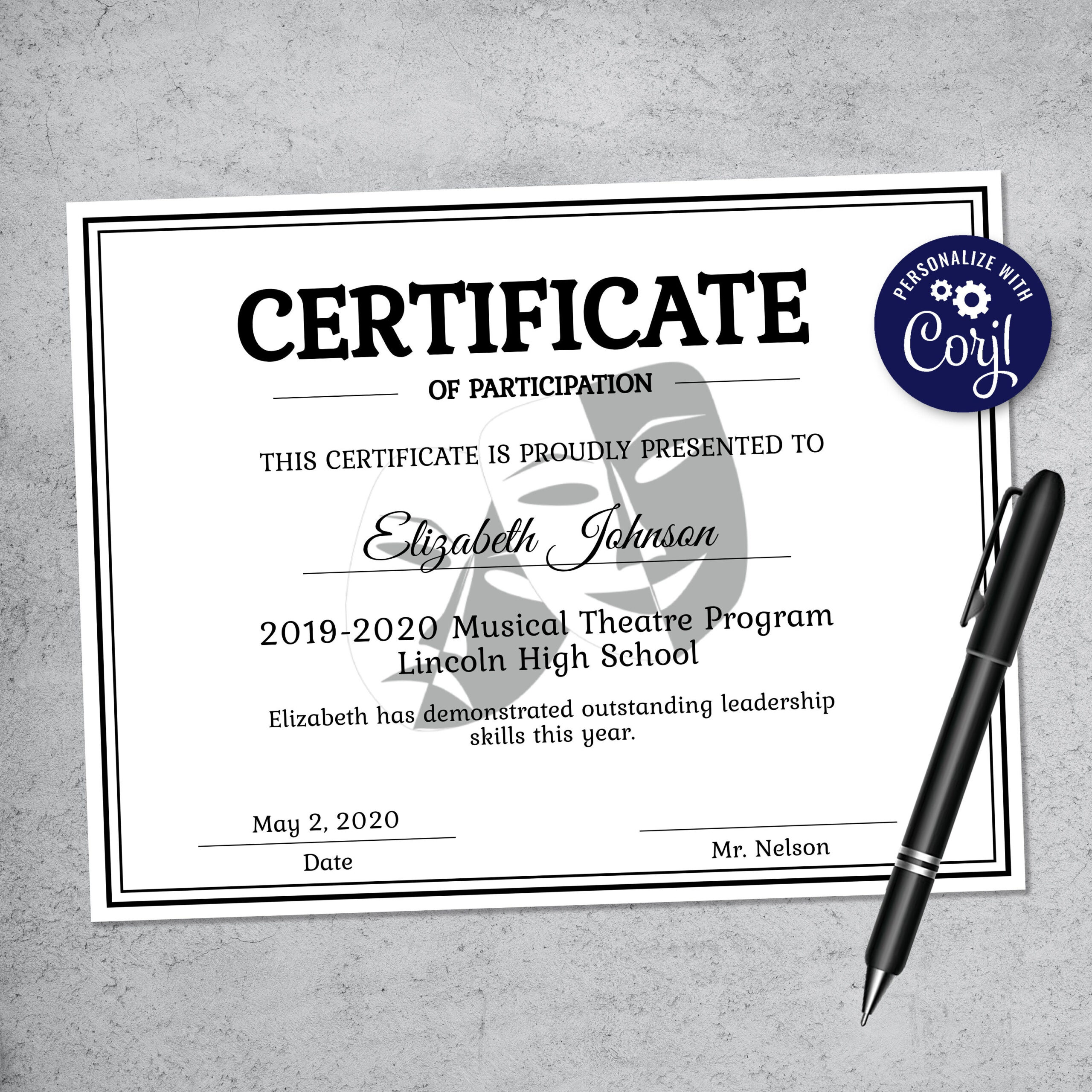 Printable Theatre Certificate Template, Performing Arts Theatre - Free Printable Drama Certificates