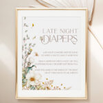 Printable Vintage Baby Shower Late Night Diapers Sign   Anna   Free Printable Late Night Diaper Sign