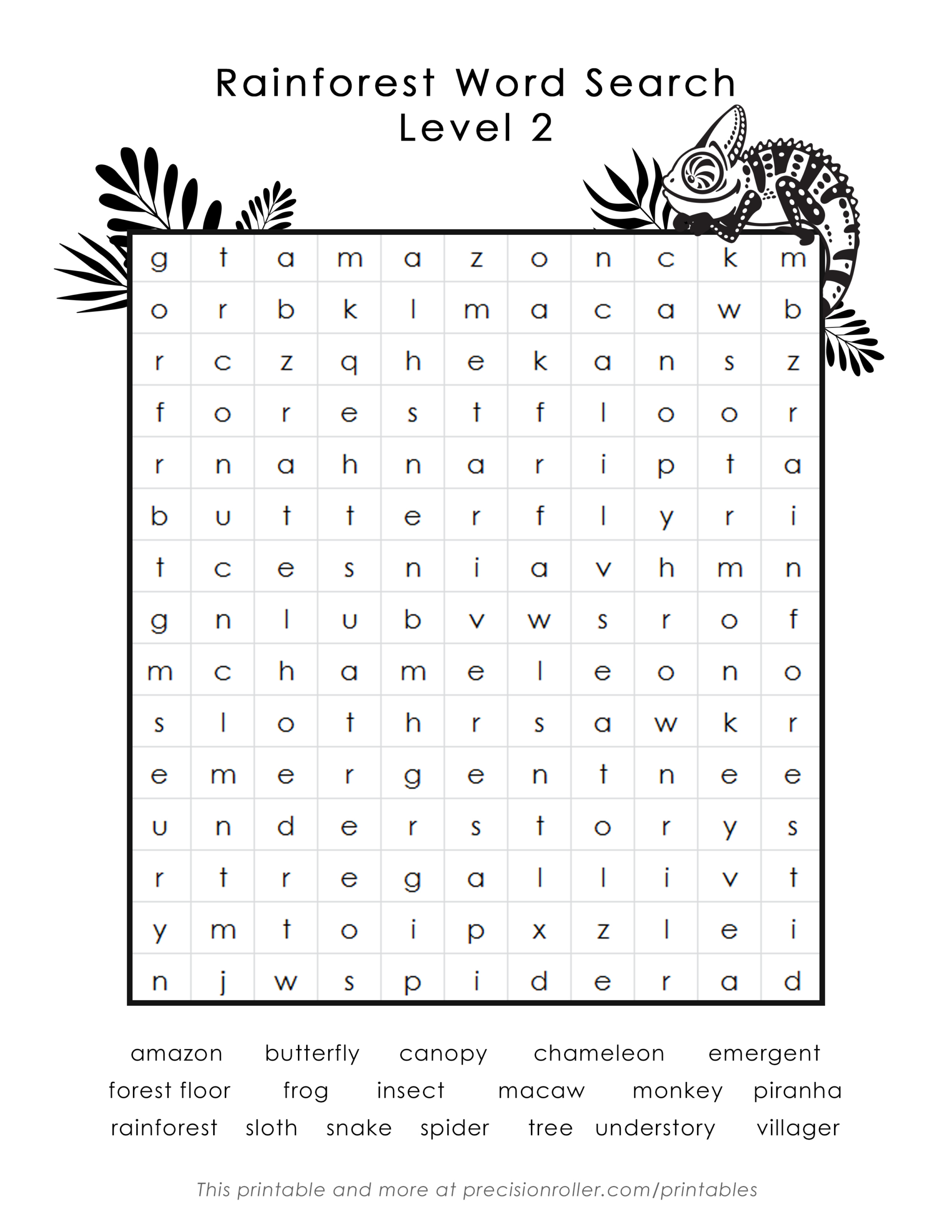 Rainforest-Themed Free Printable Word Search - Precision Printables - Free Printable Word Search Puzzles For Middle School Students