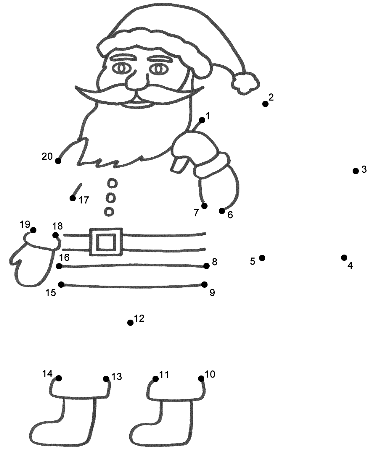 Santa Claus - Connect The Dots, Count1&amp;#039;S (Christmas) - Christmas Hard Dot To Dot Printable Free