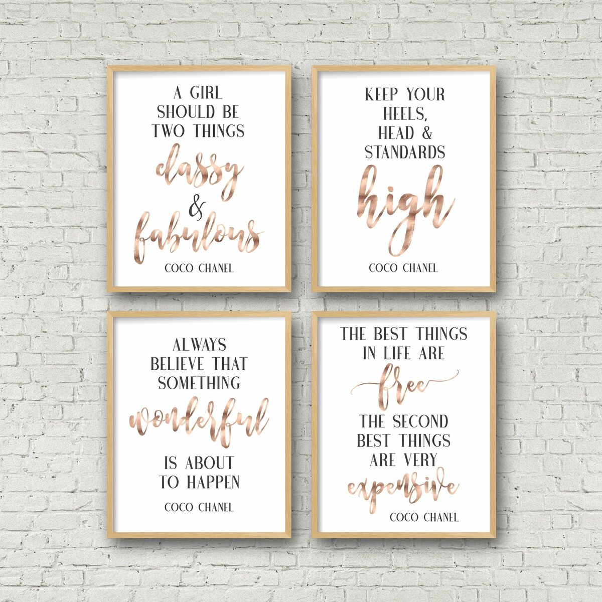 Set Of 4 Chanel Quotes Wall Art Set, Chanel Print, Chanel Wall Decor,Print Art - Free Printable Chanel Quotes