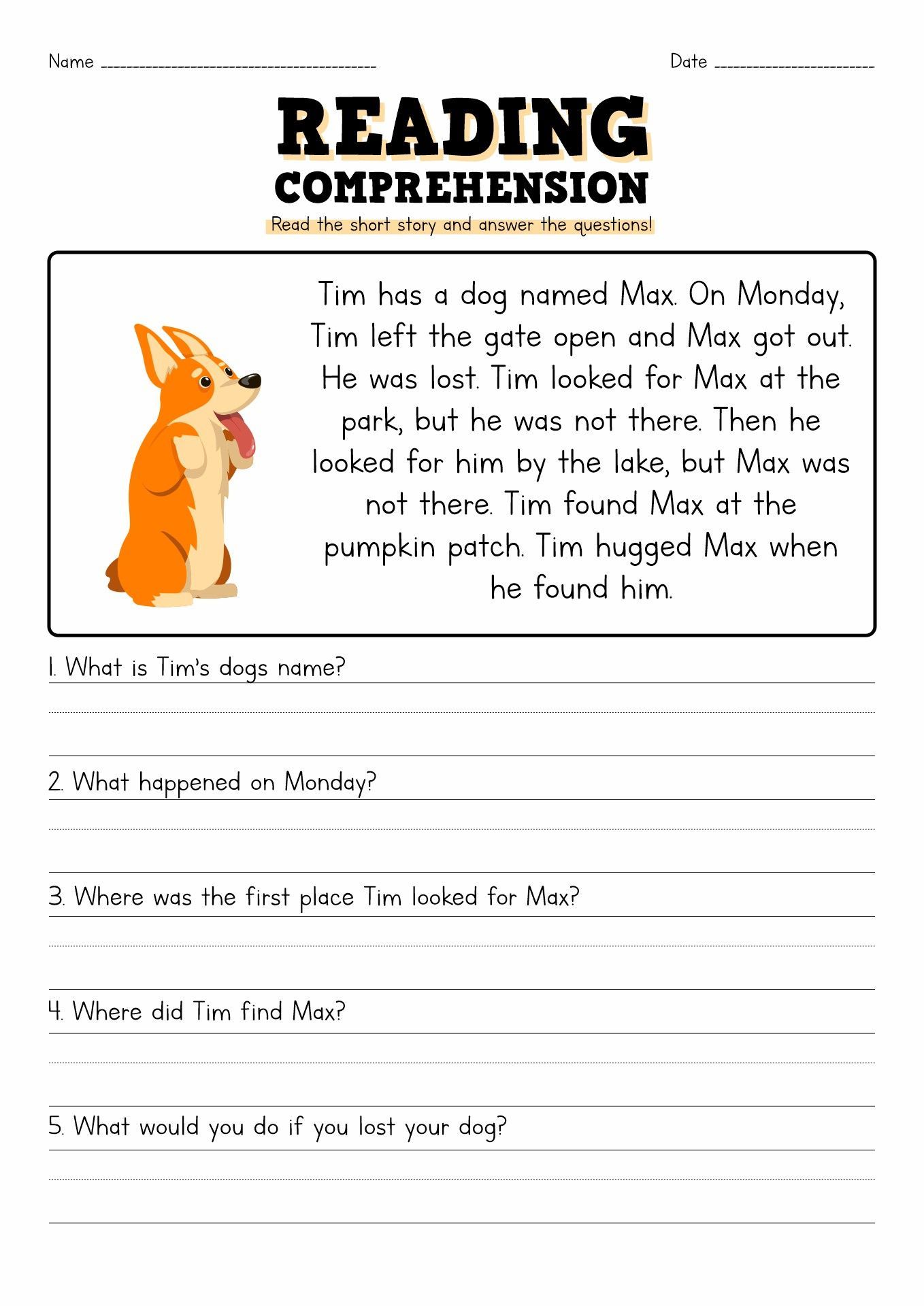 Short Story With Questions 2Nd Grade Reading Comprehension - Printable Short Stories