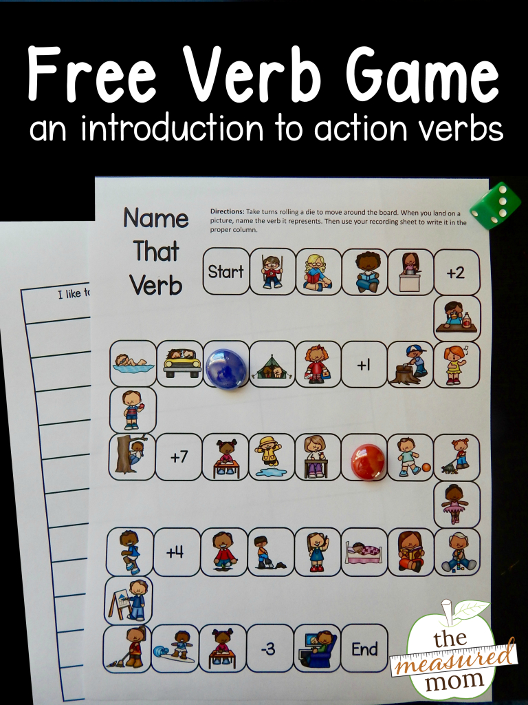 Simple Verb Game | Verb Activities For First Grade, Verb Games - Free Printable Verb Games