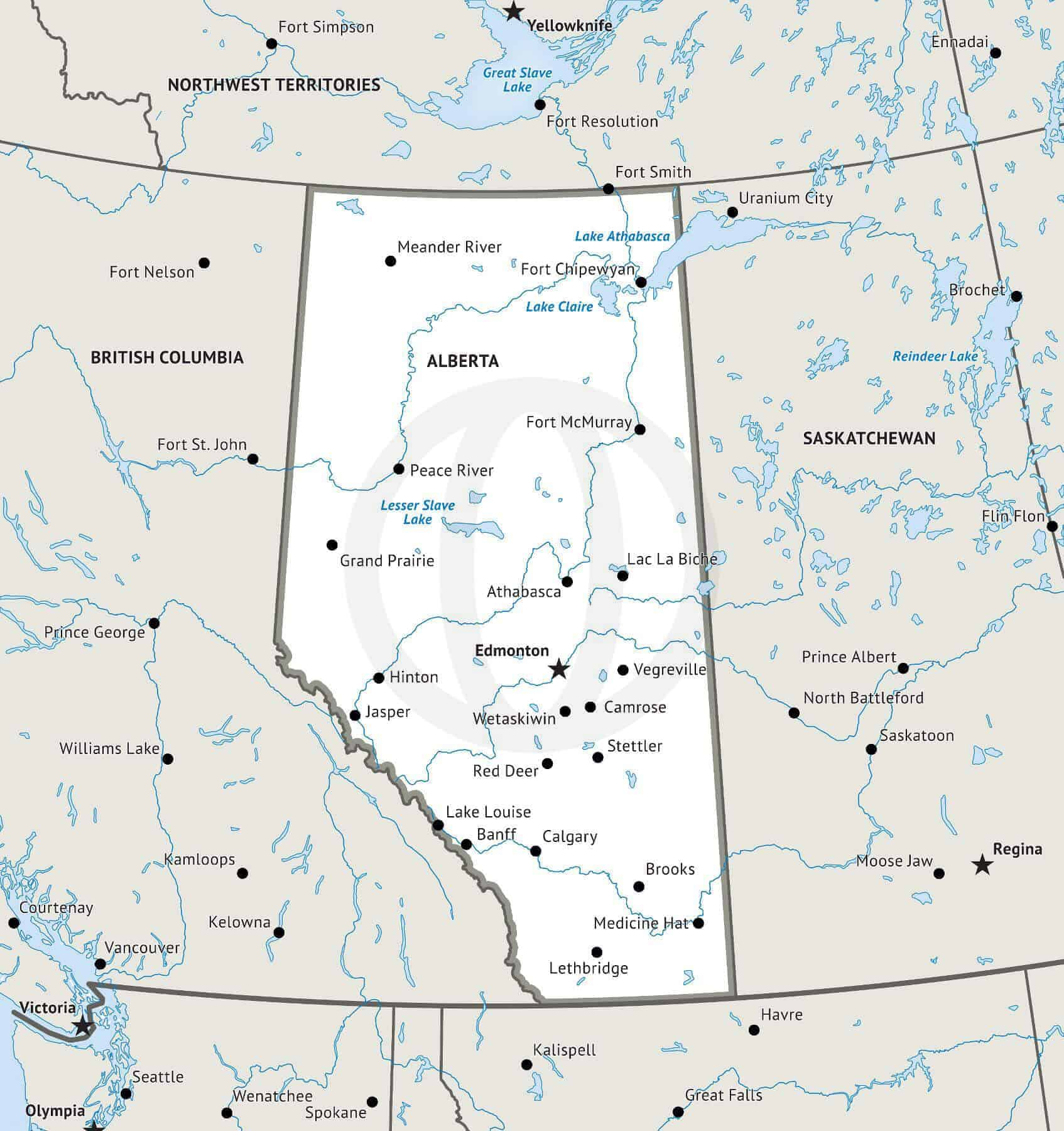 Stock Vector Map Of Alberta | One Stop Map - Free Printable Alberta Maps
