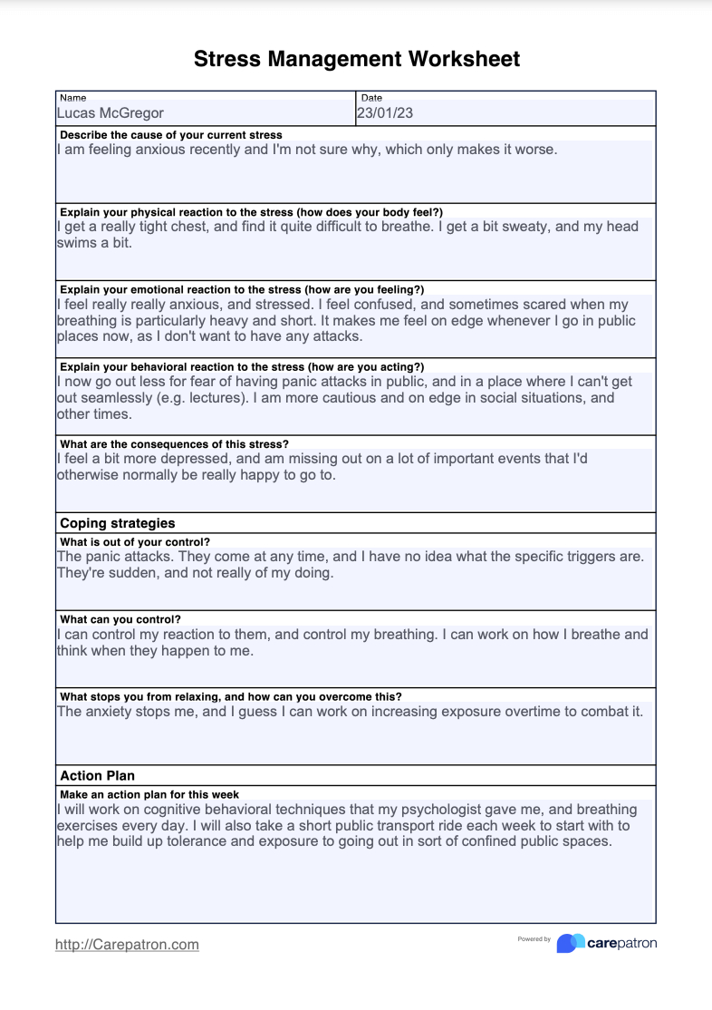 Stress Management Worksheet &amp;amp; Example | Free Pdf Download - Stress Test Printable