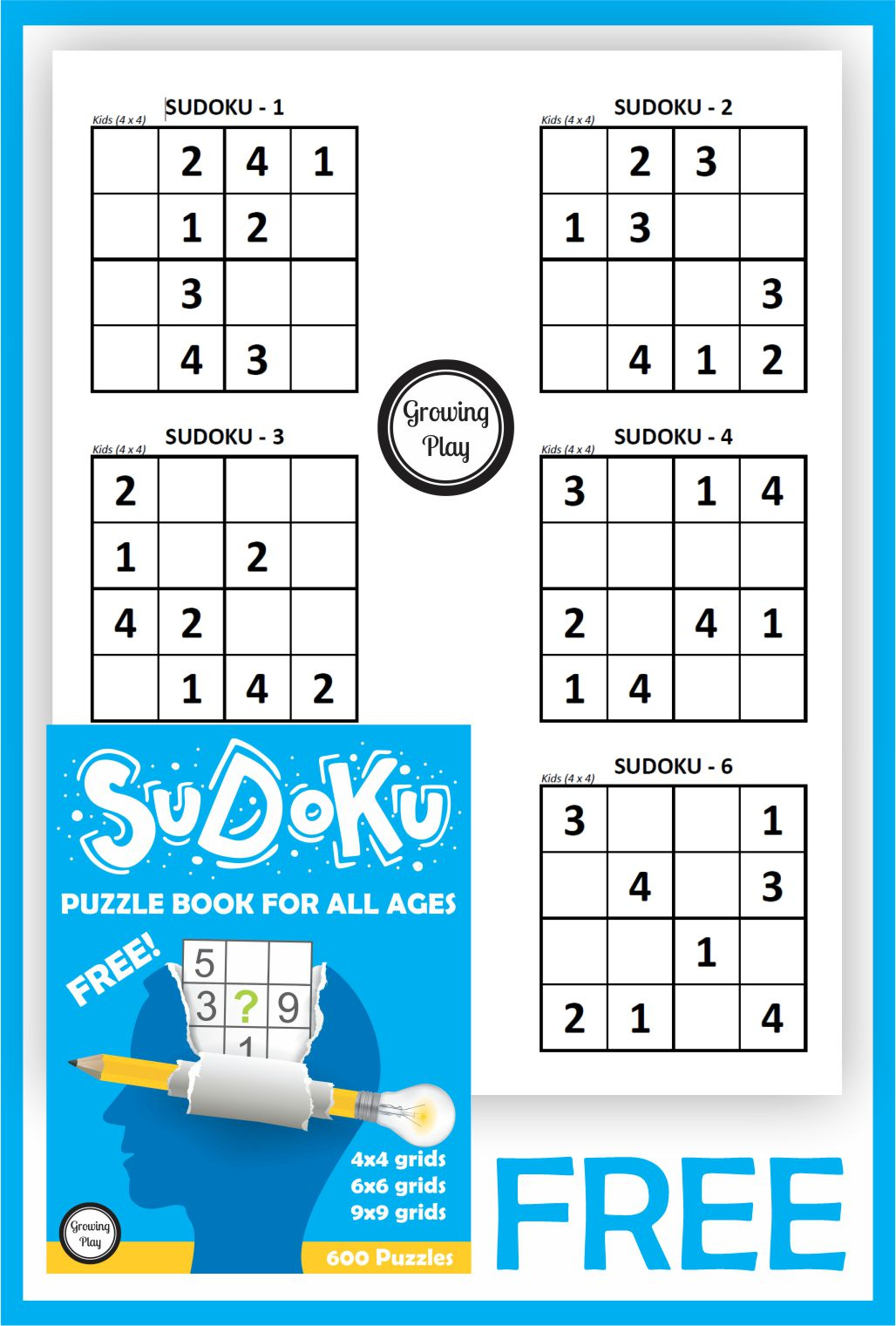 Sudoku For Kids Printable Pdf - Free - Growing Play - Free Printable Beginner Sudoku Puzzles