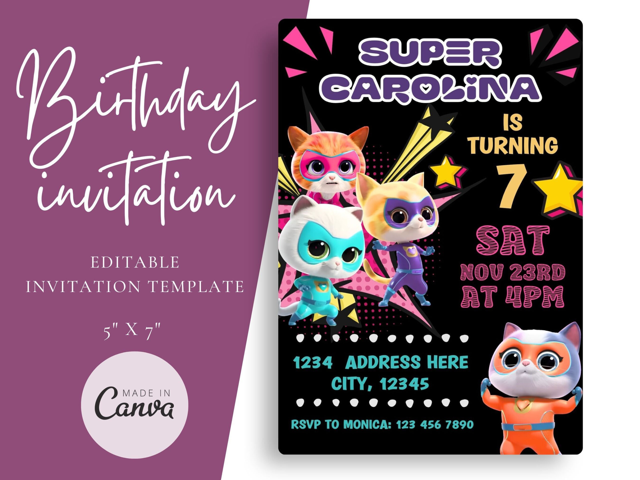 Superkitties Birthday Invitation Template | Birthday Invitations - Printable Sample Of Littlest Pet Shop Party