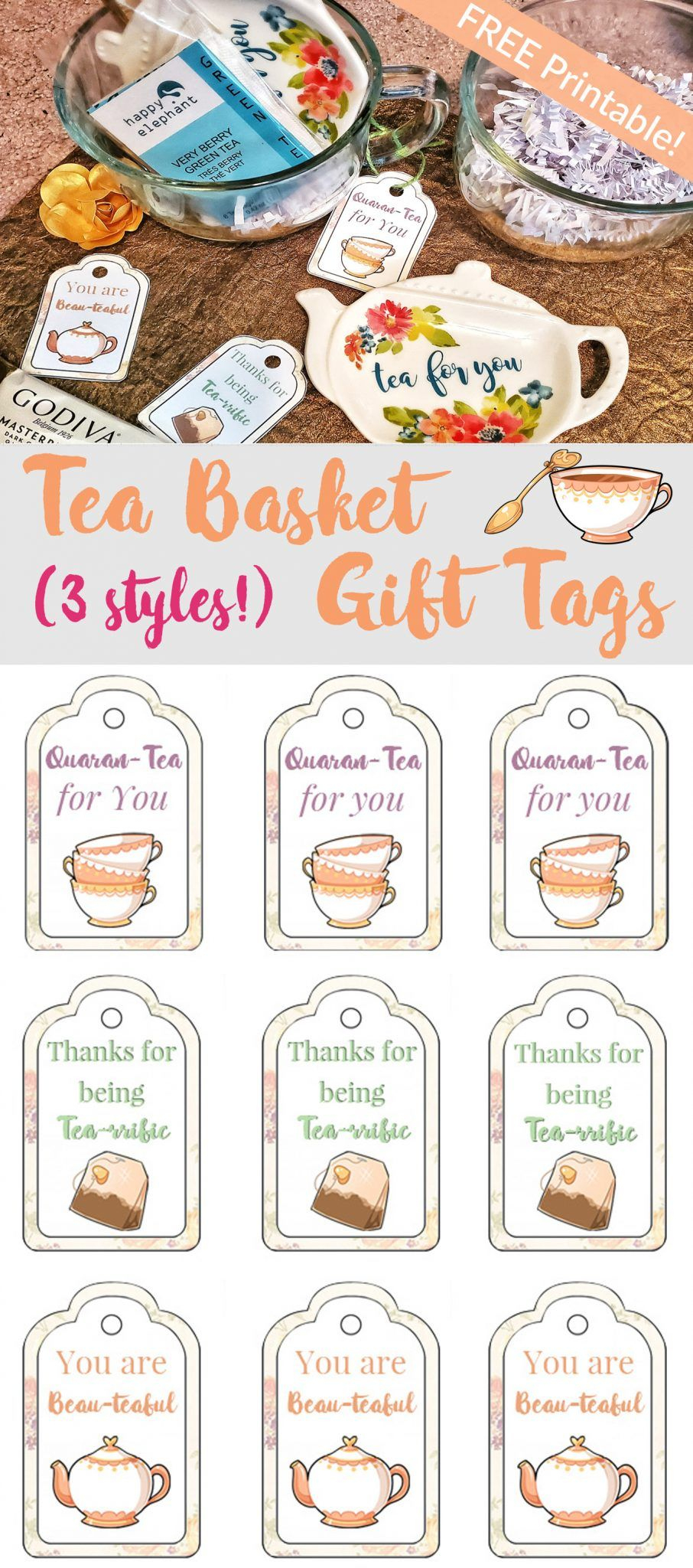 Tea Gift Baskets With Printable Tags | Tea Gift Baskets, Tea Gift - Printable Tea Tags Free