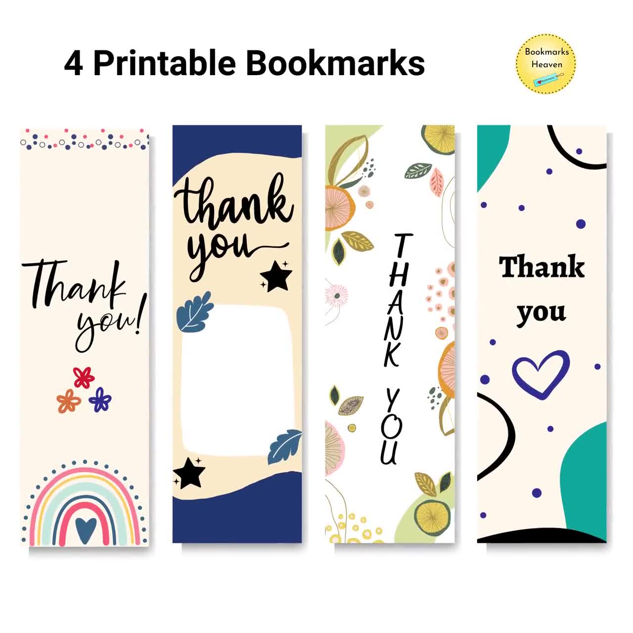 Teacher Bookmark Set Of 4 Printable, Appreciation Week Gift, Thank - Free Printable Thank You Bookmarks