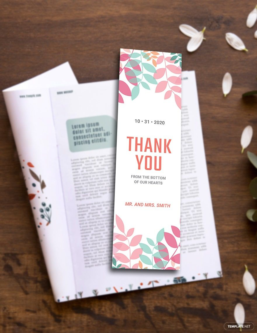 Thank You Bookmark Template In Publisher, Word, Illustrator, Pages - Free Printable Thank You Bookmarks