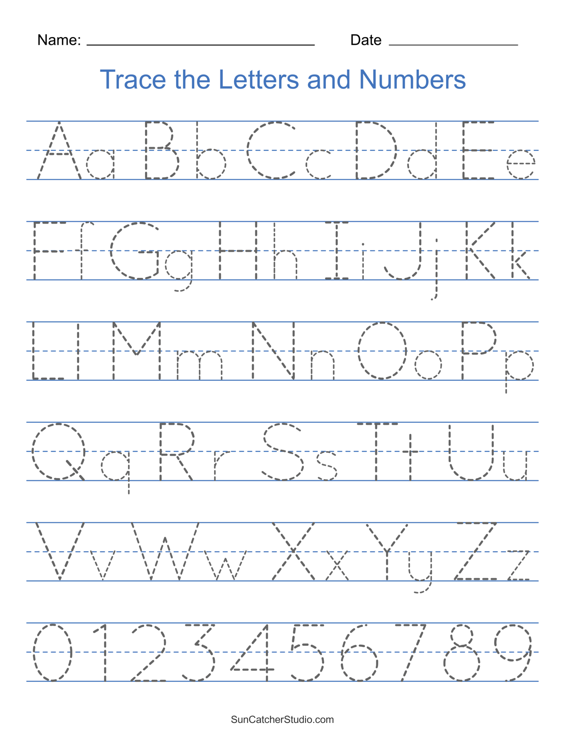 Tracing Alphabet Letters (Printable Handwriting Worksheets) – Diy - Free Printable Alphabet And Numbers