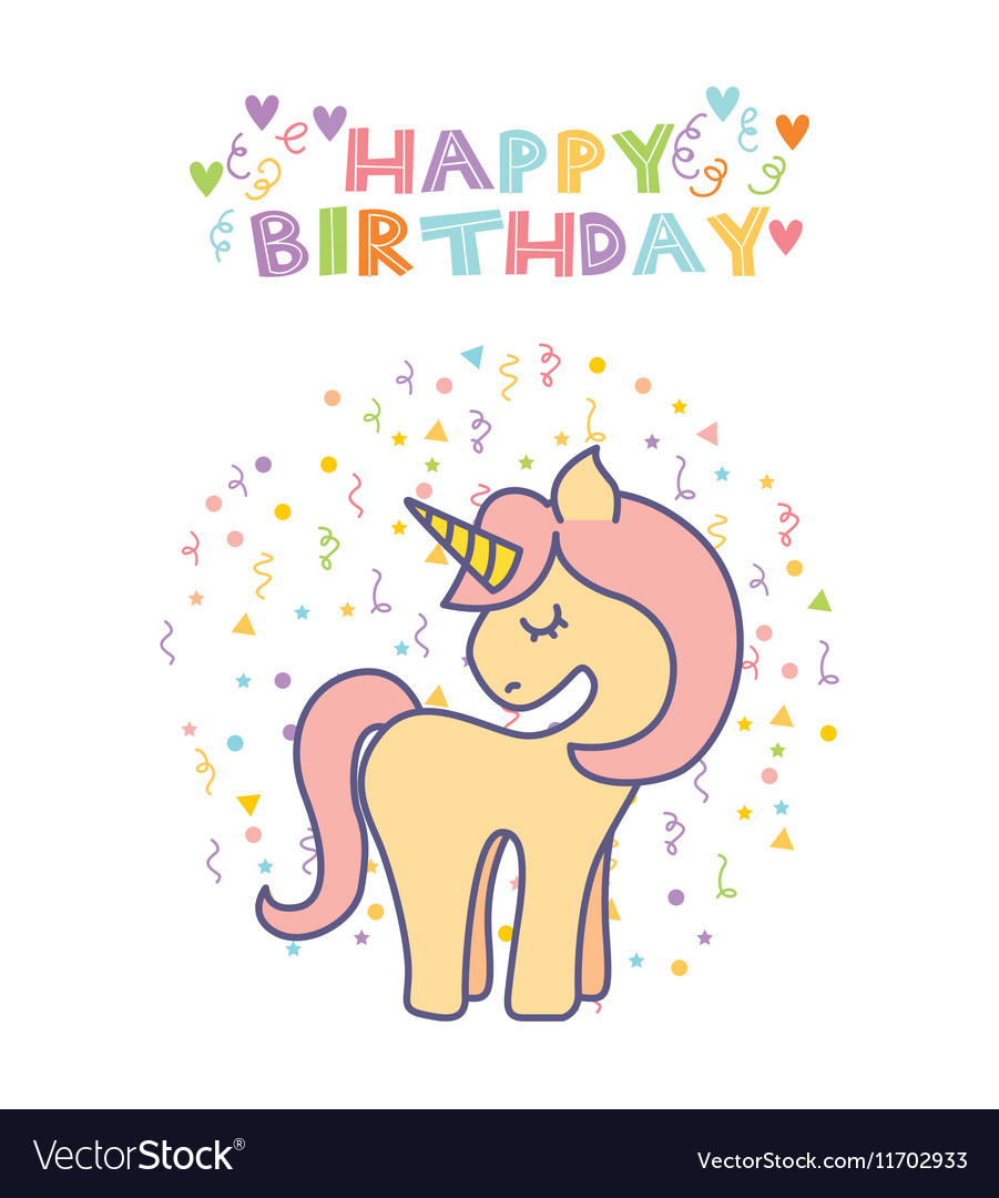 Unicorn Birthday Card Royalty Free Vector Image - Free Printable Unicorn Birthday Card