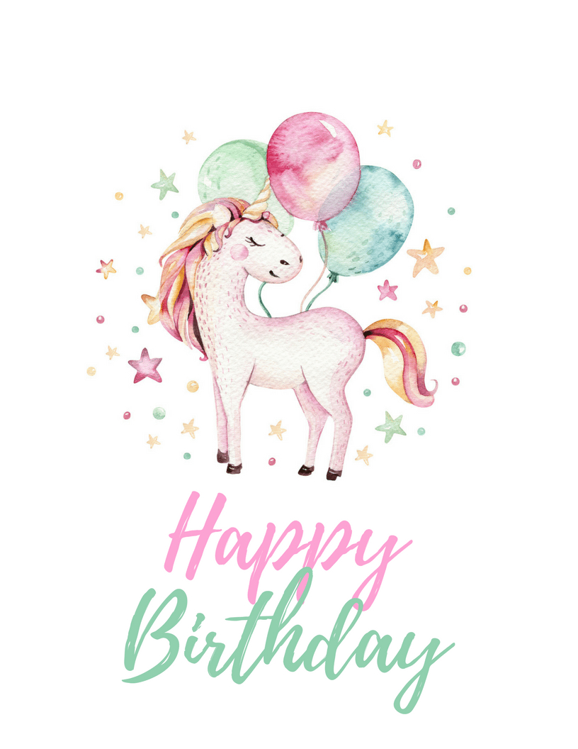 Unicorn Party Free Printables | Unicorn Birthday Cards, Birthday - Free Printable Unicorn Birthday Card