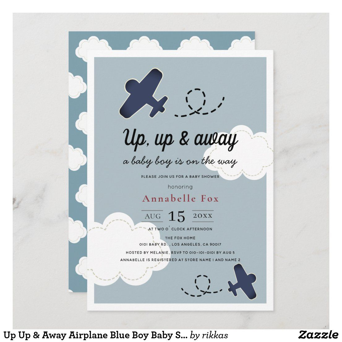 Up Up &amp;amp; Away Airplane Blue Boy Baby Shower Invitation | Zazzle - Free Printable Airplane Baby Shower Invitations