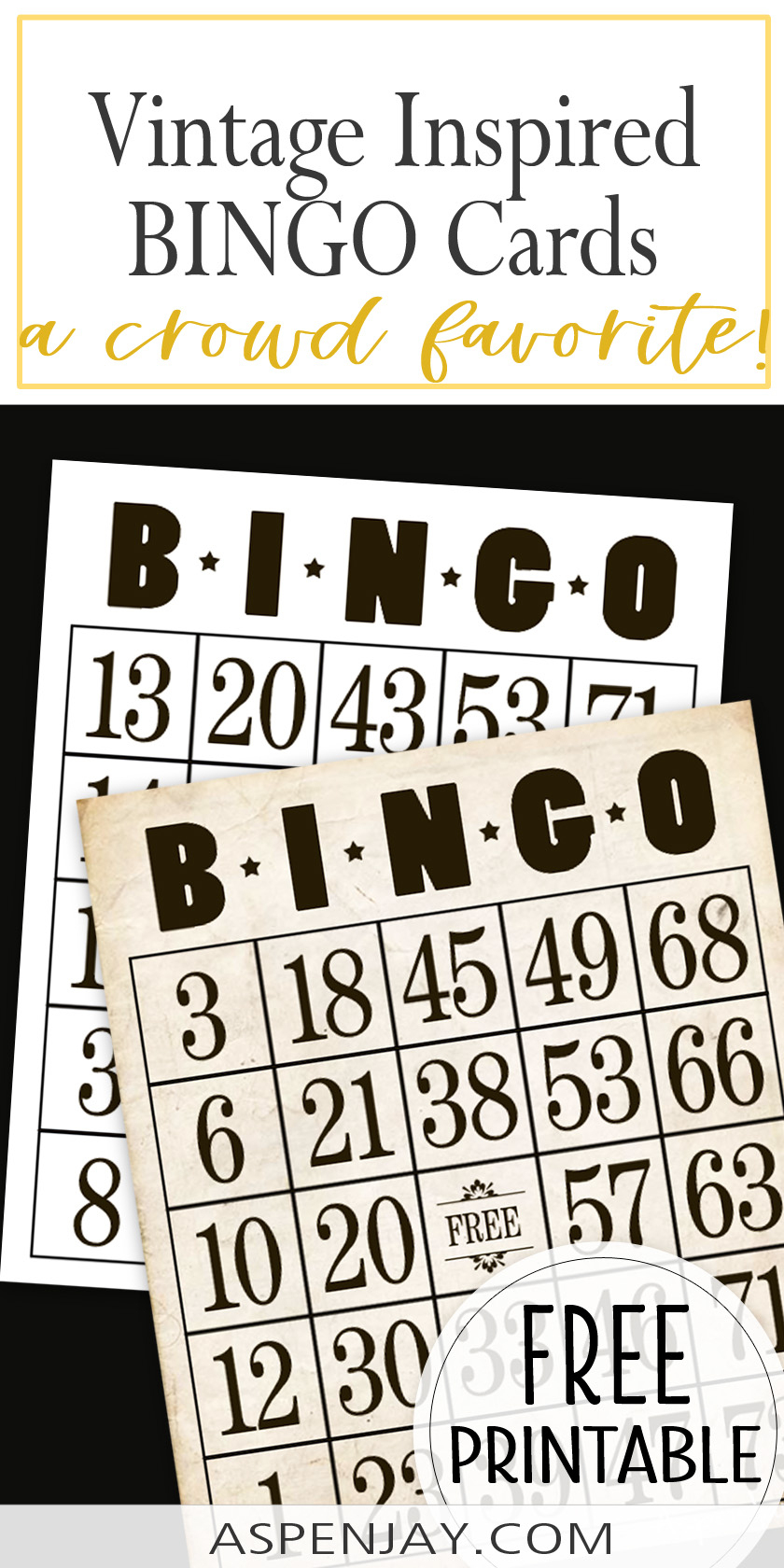 Vintage Inspired Free Printable Bingo Cards - Aspen Jay - Free Printable Bingo Sheets