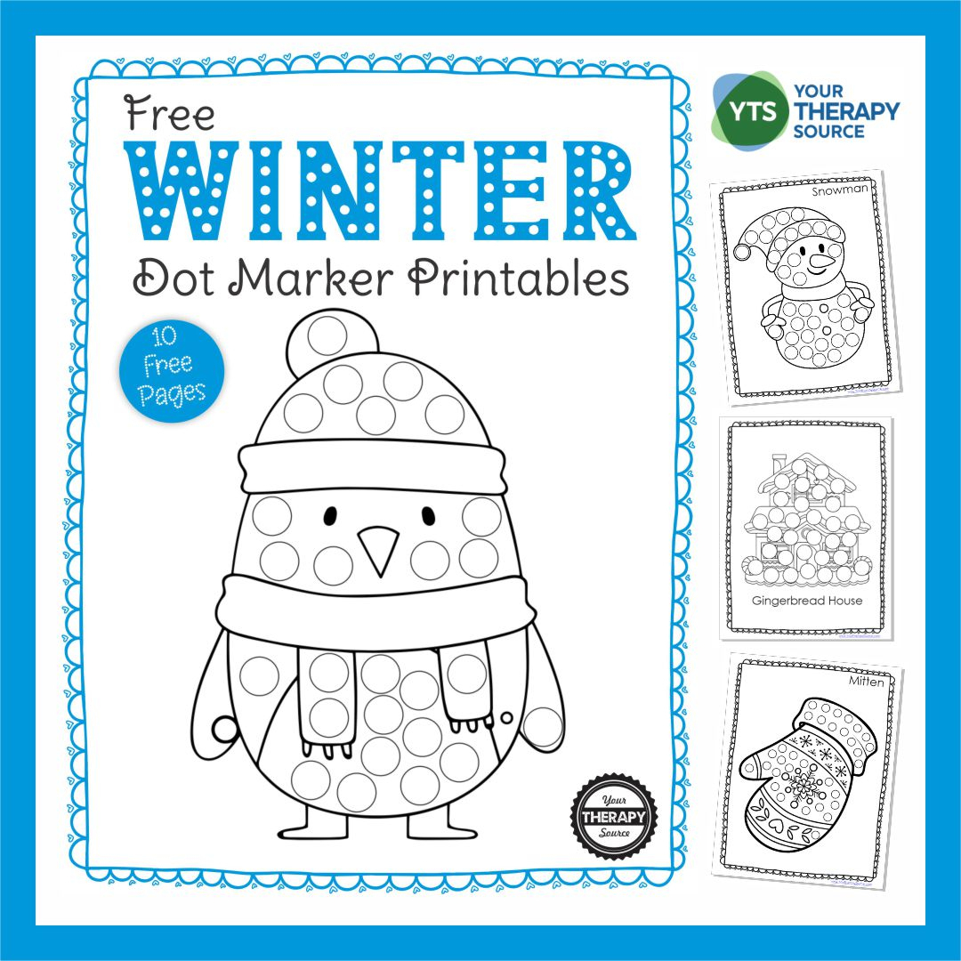 Winter Dot Art - Free Printable Packet - Your Therapy Source - Free Printable Art Sheets