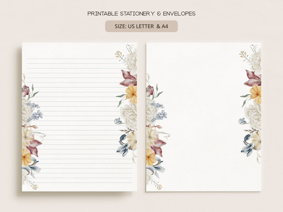 Winter Florals Printable Stationery &amp;amp; Envelopes A4, Us Letter 8.5 - Free Printable Stationery Envelopes