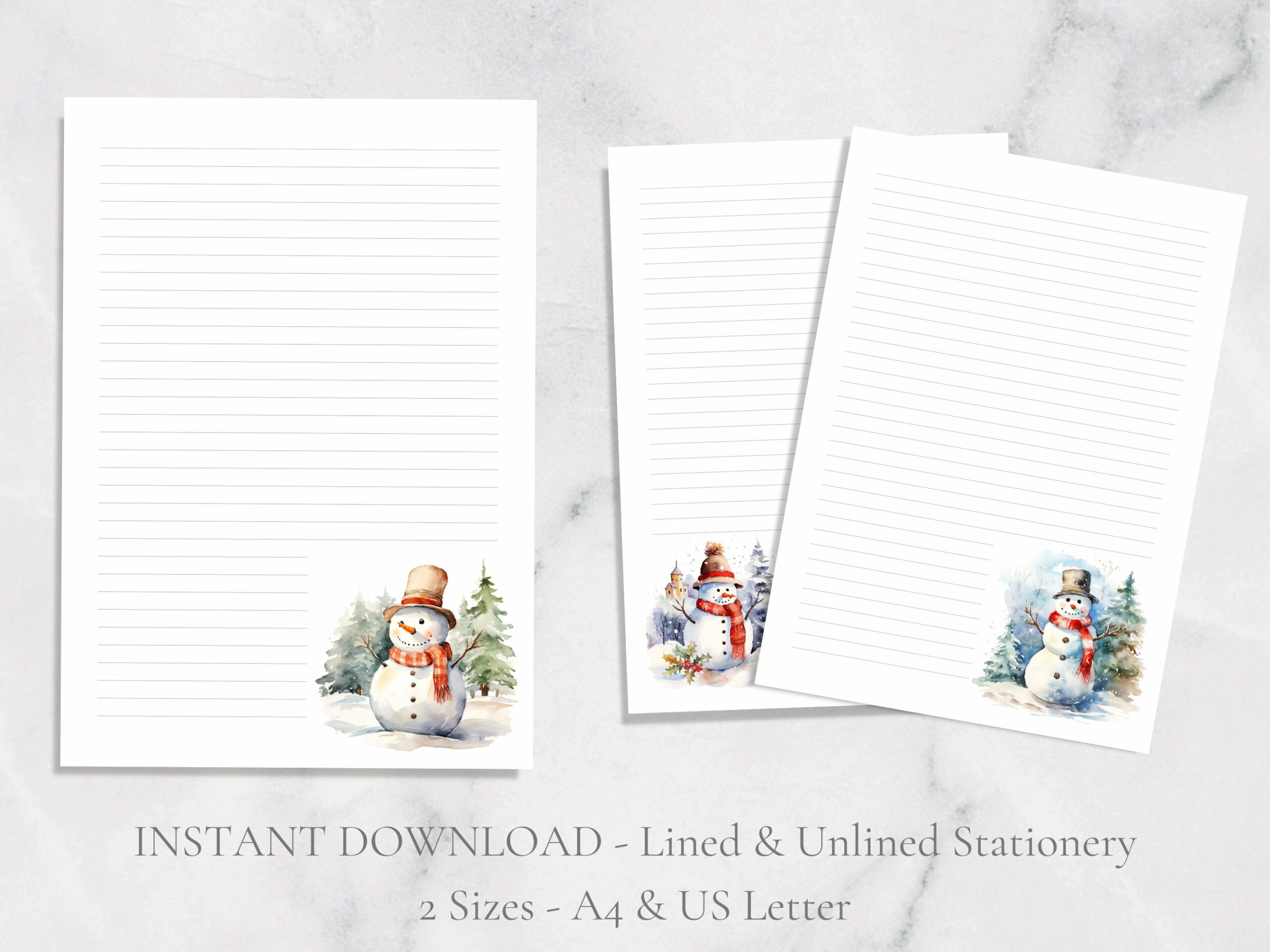 Winter Snowman Printable Stationery Snow Holiday Letter Writing - Snowman Stationary Free
