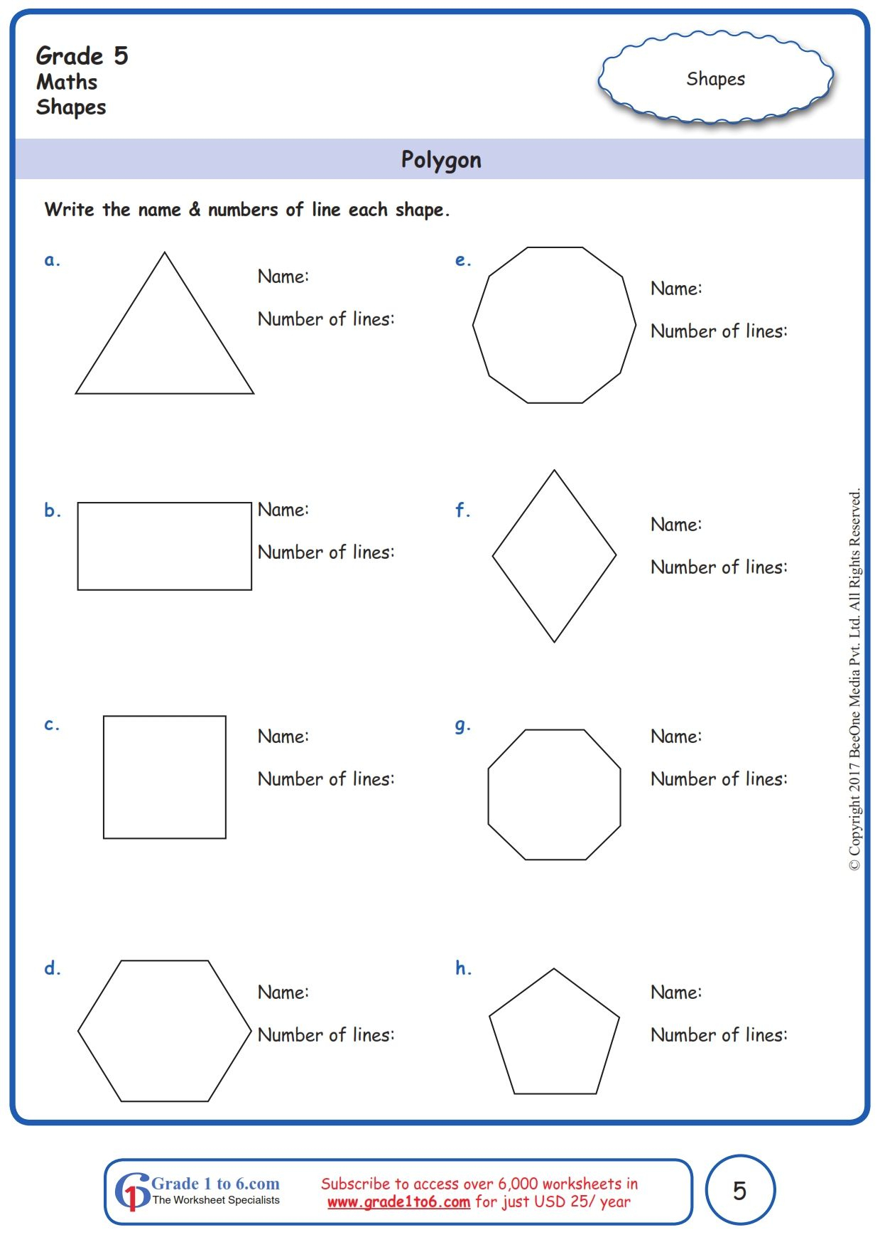 Worksheet Grade 5 Math Polygon | Preschool Math Worksheets, Grade - Free Printable Math Worksheets For Grade 5 Geometry